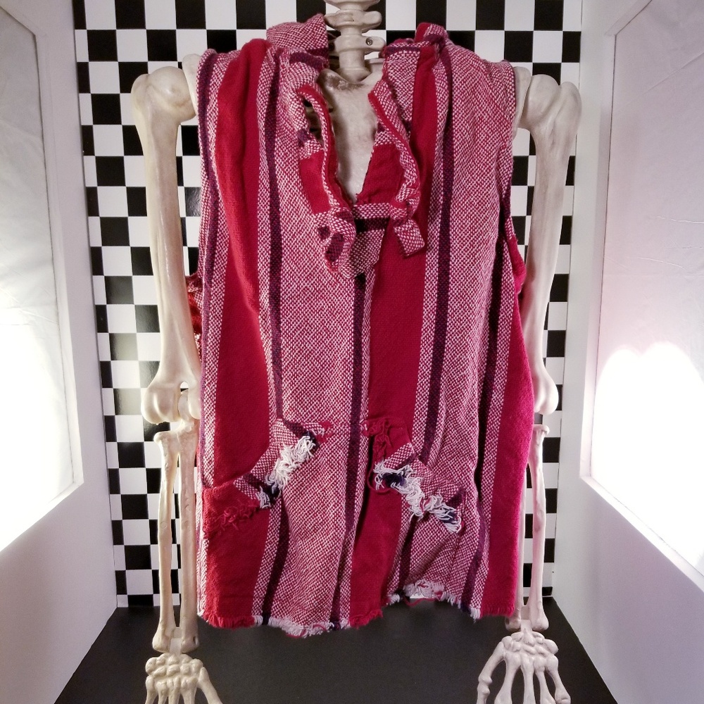 Red Sleeveless Poncho